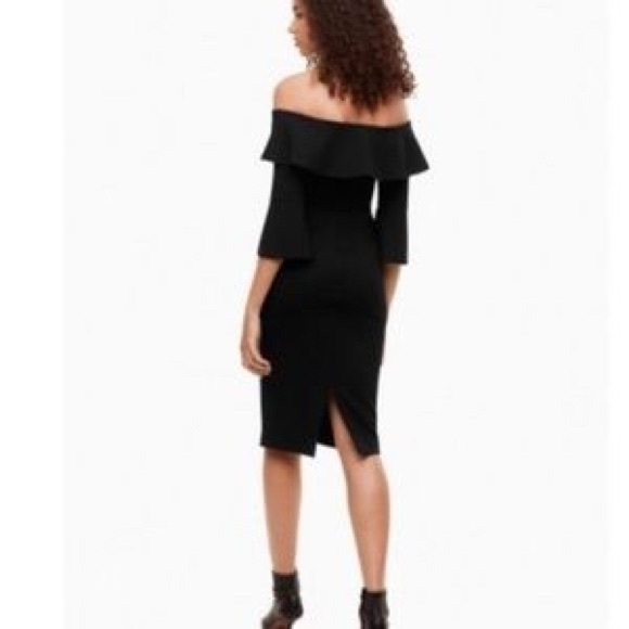 NWT Babaton Black Giovani Off Shoulder 3/4 Sleeve Ponte Dress - Size 6 - Picture 2 of 16